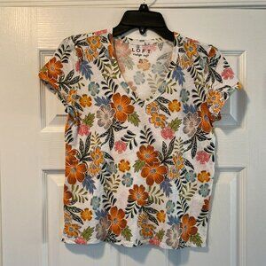 Like New Loft Multicolor Floral Short Sleeve Top XS